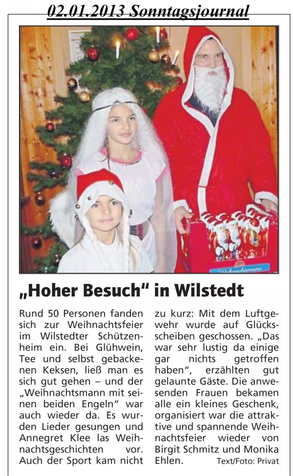 Bericht aus dem Sonntagsjournal zur Weihnachtsfeier 2012